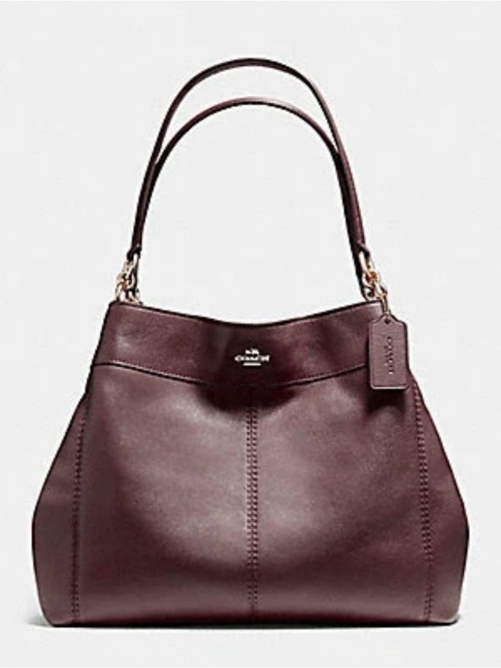 Coach Large Lexy Oxblood Pebble Leather Shoulder Bag F23511